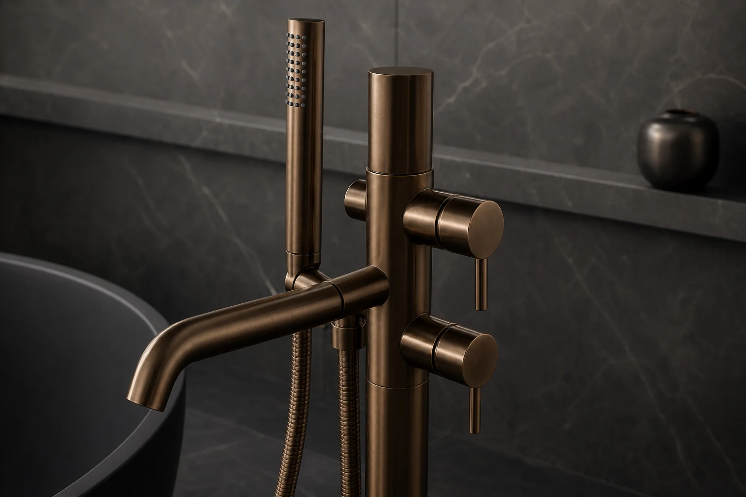 黄铜主体独立式浴缸龙头细节图 / Brass Freestanding Bath Mixer detail